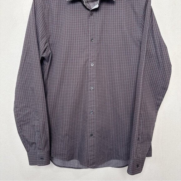 Michael Kors Mens Medium Slim Fit Patterned Printed Button Shirt - Picture 3 of 14